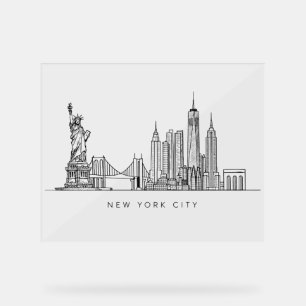 Minimalistische New Yorker Stadt-Skyline-Linienkun Acrylschild