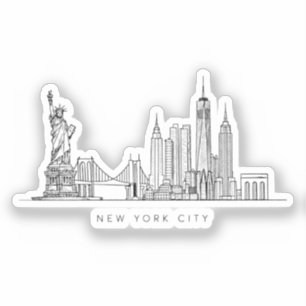 Minimalistische New Yorker Stadt-Skyline-Linienkun Aufkleber
