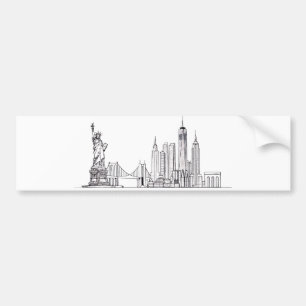 Minimalistische New Yorker Stadt-Skyline-Linienkun Autoaufkleber