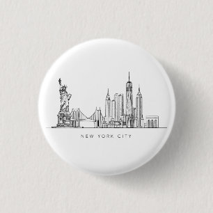 Minimalistische New Yorker Stadt-Skyline-Linienkun Button