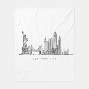 Minimalistische New Yorker Stadt-Skyline-Linienkun Fleecedecke