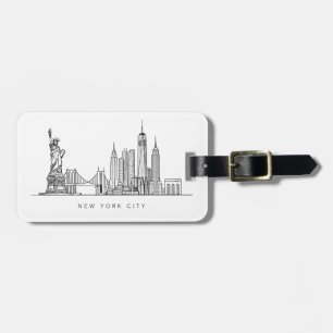 Minimalistische New Yorker Stadt-Skyline-Linienkun Gepäckanhänger