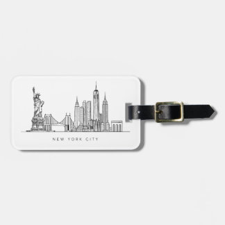 Minimalistische New Yorker Stadt-Skyline-Linienkun Gepäckanhänger