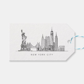 Minimalistische New Yorker Stadt-Skyline-Linienkun Geschenkanhänger