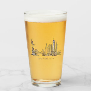 Minimalistische New Yorker Stadt-Skyline-Linienkun Glas