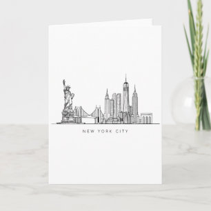 Minimalistische New Yorker Stadt-Skyline-Linienkun Karte