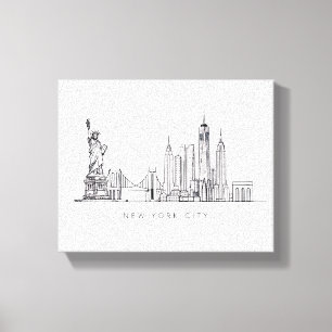Minimalistische New Yorker Stadt-Skyline-Linienkun Leinwanddruck