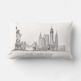 Minimalistische New Yorker Stadt-Skyline-Linienkun Lendenkissen
