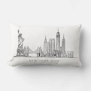 Minimalistische New Yorker Stadt-Skyline-Linienkun Lendenkissen