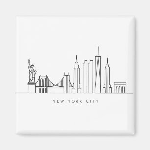Minimalistische New Yorker Stadt-Skyline-Linienkun Magnet