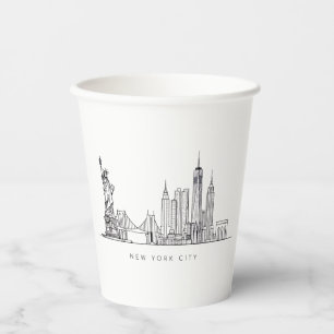 Minimalistische New Yorker Stadt-Skyline-Linienkun Pappbecher