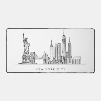 Minimalistische New Yorker Stadt-Skyline-Linienkun Schreibtischunterlage