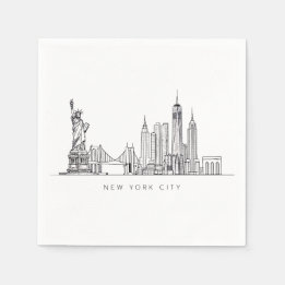 Minimalistische New Yorker Stadt-Skyline-Linienkun Serviette