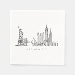 Minimalistische New Yorker Stadt-Skyline-Linienkun Serviette