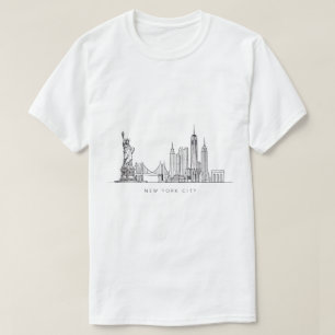 Minimalistische New Yorker Stadt-Skyline-Linienkun T-Shirt
