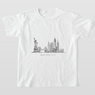 Minimalistische New Yorker Stadt-Skyline-Linienkun T-Shirt