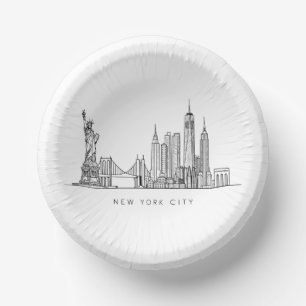 Minimalistische New Yorker Stadtansicht Linienkuns Pappteller
