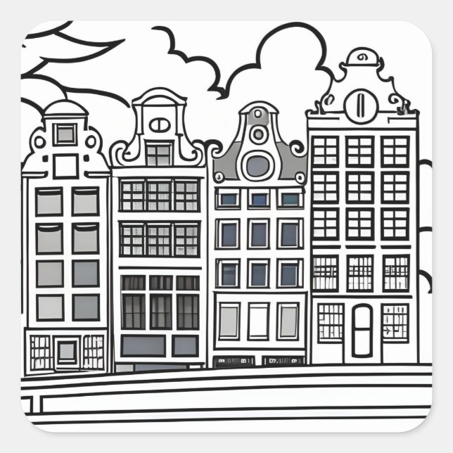 Minimalistische Niederlande Amsterdam Quadratischer Aufkleber (Vorderseite)