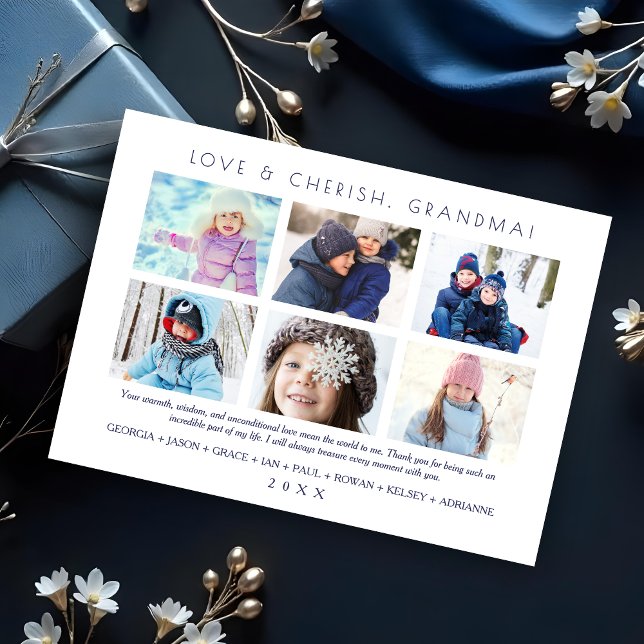 Minimalistische Niedliche 6 Multi-Fotos Collage Ke (Minimalist Cute 6 Photos Collage Keepsake for Family: Mom, Nanna, dad... Cards. )