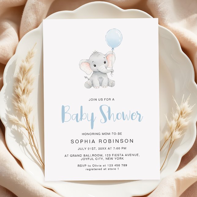 Minimalistische Niedliche Elephant Boy Baby Dusche Einladung (Von Creator hochgeladen)