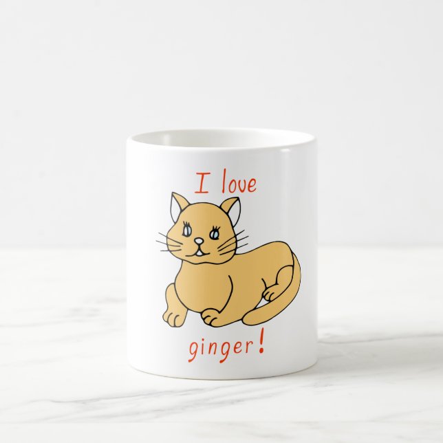Minimalistische Niedliche I Liebe Ingwer Katzenjac Kaffeetasse (Mittel)
