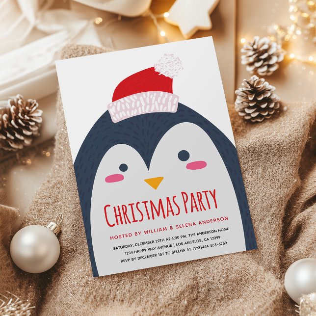 Minimalistische Niedliche Penguin Weihnachten Part Einladung (Von Creator hochgeladen)