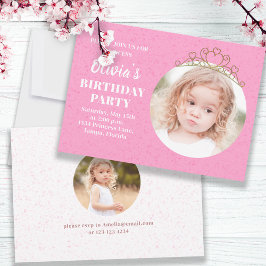 Minimalistische Niedliche Prinzessin Tiara Birthda Einladung