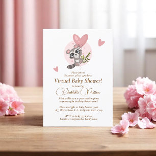 Minimalistische Niedliche Raccoon Baby Dusche Virt Einladung