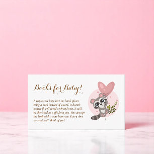 Minimalistische Niedliche Raccoon Baby Showbücher Begleitkarte