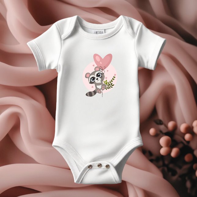 Minimalistische Niedliche Raccoon Babydusche Baby Strampler (Minimalist Cute Raccoon Baby Shower Baby Bodysuit)