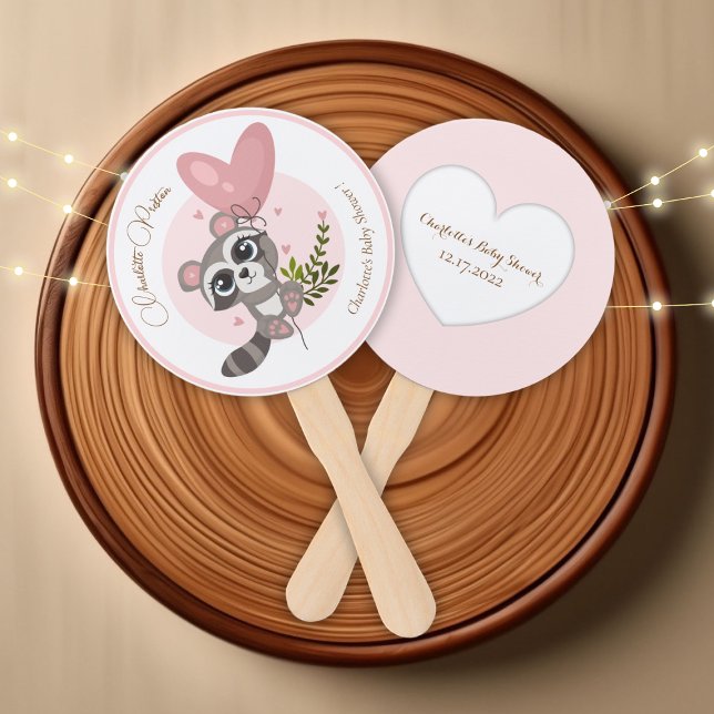 Minimalistische Niedliche Raccoon Babydusche Fächer (Minimalist Cute Raccoon Baby Shower Hand Fan)