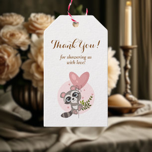 Minimalistische Niedliche Raccoon Babydusche Viele Geschenkanhänger