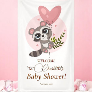 Minimalistische Niedliche Raccoon Babydusche Willk Banner