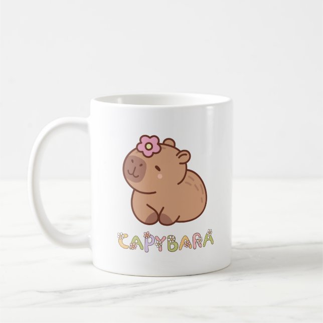 Minimalistische Niedliche Ruhe Adorable Sweet Capy Kaffeetasse (Links)