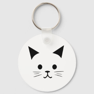 Minimalistische Niedliche Schwarz-Weiß-Cartoon-Kat Schlüsselanhänger