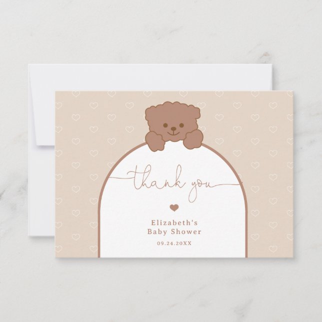 Minimalistische Niedliche Teddy Bear Baby Dusche V Karte (Vorderseite)