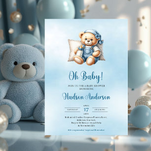 Minimalistische niedliche Teddybär Babydusche Einladung