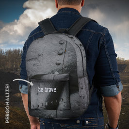 Minimalistische Nieten aus Schwarzmetall Bedruckter Rucksack