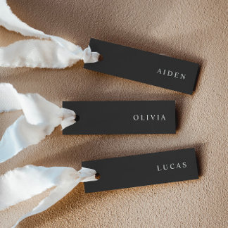 Minimalistische Noir-Hochzeitname-Platzkarten Einladung