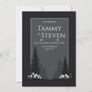 Minimalistische nordische Wald-Silhouette-Hochzeit Einladung