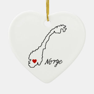 Minimalistische Norwegen-Karte Verlobungs-Andenk Keramik Ornament
