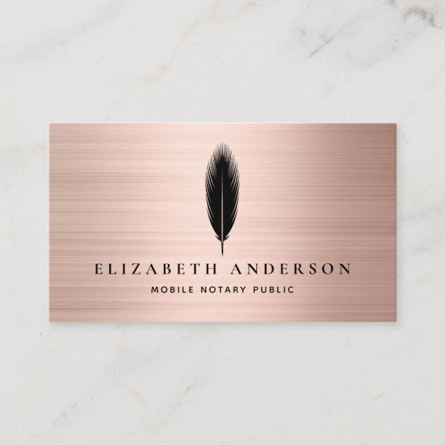 Minimalistische Notar-Rose Gold-Brushed-Metal Visitenkarte (Vorderseite)