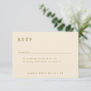 Minimalistische Ochre-Retro-Schreibmaschinen-Schri RSVP Karte