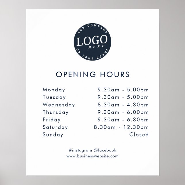 Minimalistische Öffnungszeiten des Business-Logos- Poster (Vorne)