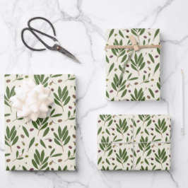 Minimalistische Öle und Branchen - nahtlos. Geschenkpapier Set