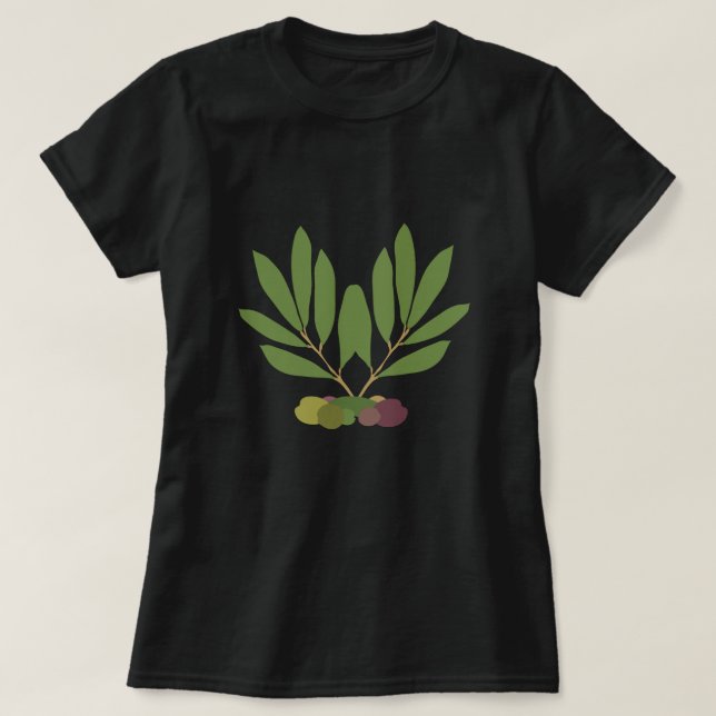 Minimalistische Öle und Zweige. T-Shirt (Design vorne)