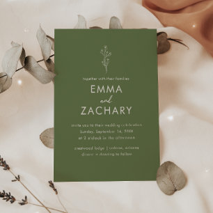 Minimalistische Olive Green Floral Wedding Einladung