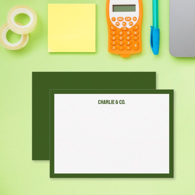 Minimalistische Olive Green Single Border, persona Mitteilungskarte (Von Creator hochgeladen)