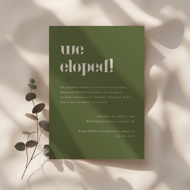 Minimalistische Olive Green Wedding Elopement & Pa Einladung (Von Creator hochgeladen)