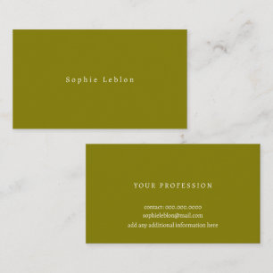 Minimalistische Olive-Karte mit Serifenschriftstil Visitenkarte